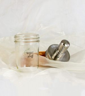 Glaspumpspender mit Edelstahl Pumpkopf